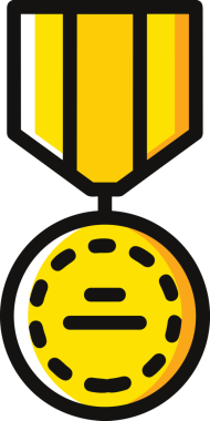 Kazanan ikon sembolü, ödül ödülünün renk tasarımı ile tasarımı ile tasvir edilmesi, modern grafik sanatları dijital tasarımı için mükemmel bir başarı ve zafer sembolü.