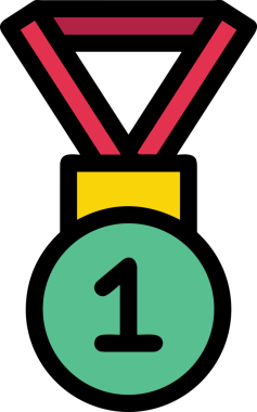 Kazanan ikon sembolü, ödül ödülünün renk tasarımı ile tasarımı ile tasvir edilmesi, modern grafik sanatları dijital tasarımı için mükemmel bir başarı ve zafer sembolü.