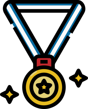 Kazanan ikon sembolü, ödül ödülünün renk tasarımı ile tasarımı ile tasvir edilmesi, modern grafik sanatları dijital tasarımı için mükemmel bir başarı ve zafer sembolü.