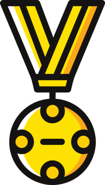 Kazanan ikon sembolü, ödül ödülünün renk tasarımı ile tasarımı ile tasvir edilmesi, modern grafik sanatları dijital tasarımı için mükemmel bir başarı ve zafer sembolü.