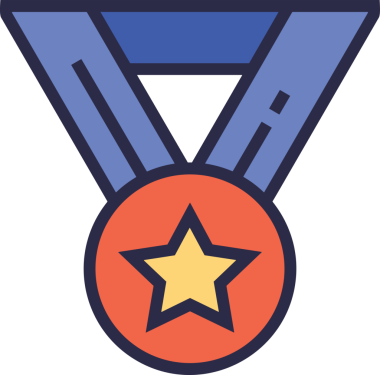 Kazanan ikon sembolü, ödül ödülünün renk tasarımı ile tasarımı ile tasvir edilmesi, modern grafik sanatları dijital tasarımı için mükemmel bir başarı ve zafer sembolü.