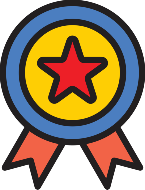 Kazanan ikon sembolü, ödül ödülünün renk tasarımı ile tasarımı ile tasvir edilmesi, modern grafik sanatları dijital tasarımı için mükemmel bir başarı ve zafer sembolü.