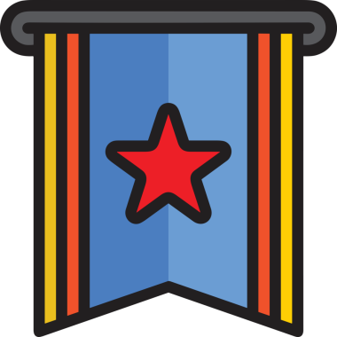 Kazanan ikon sembolü, ödül ödülünün renk tasarımı ile tasarımı ile tasvir edilmesi, modern grafik sanatları dijital tasarımı için mükemmel bir başarı ve zafer sembolü.