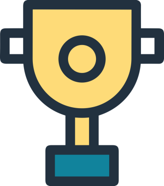 Kazanan ikon sembolü, ödül ödülünün renk tasarımı ile tasarımı ile tasvir edilmesi, modern grafik sanatları dijital tasarımı için mükemmel bir başarı ve zafer sembolü.