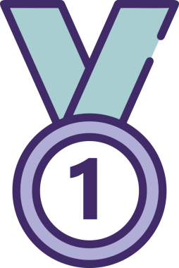 Kazanan ikon sembolü, ödül ödülünün renk tasarımı ile tasarımı ile tasvir edilmesi, modern grafik sanatları dijital tasarımı için mükemmel bir başarı ve zafer sembolü.