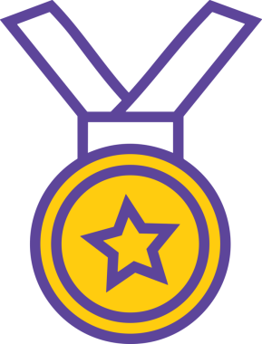 Kazanan ikon sembolü, ödül ödülünün renk tasarımı ile tasarımı ile tasvir edilmesi, modern grafik sanatları dijital tasarımı için mükemmel bir başarı ve zafer sembolü.