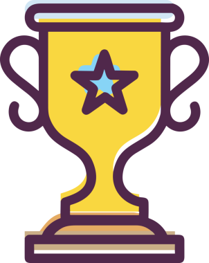 Kazanan ikon sembolü, ödül ödülünün renk tasarımı ile tasarımı ile tasvir edilmesi, modern grafik sanatları dijital tasarımı için mükemmel bir başarı ve zafer sembolü.