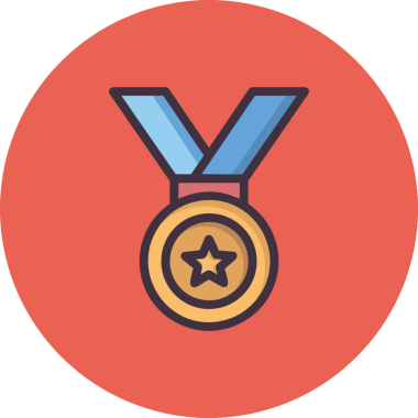 Kazanan ikon sembolü, ödül ödülünün renk tasarımı ile tasarımı ile tasvir edilmesi, modern grafik sanatları dijital tasarımı için mükemmel bir başarı ve zafer sembolü.