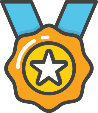 Kazanan ikon sembolü, ödül ödülünün renk tasarımı ile tasarımı ile tasvir edilmesi, modern grafik sanatları dijital tasarımı için mükemmel bir başarı ve zafer sembolü.