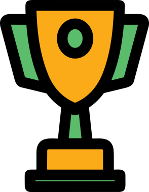 Kazanan ikon sembolü, ödül ödülünün renk tasarımı ile tasarımı ile tasvir edilmesi, modern grafik sanatları dijital tasarımı için mükemmel bir başarı ve zafer sembolü.