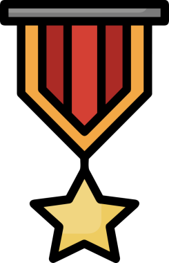 Kazanan ikon sembolü, ödül ödülünün renk tasarımı ile tasarımı ile tasvir edilmesi, modern grafik sanatları dijital tasarımı için mükemmel bir başarı ve zafer sembolü.