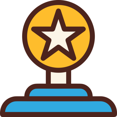 Kazanan ikon sembolü, ödül ödülünün renk tasarımı ile tasarımı ile tasvir edilmesi, modern grafik sanatları dijital tasarımı için mükemmel bir başarı ve zafer sembolü.