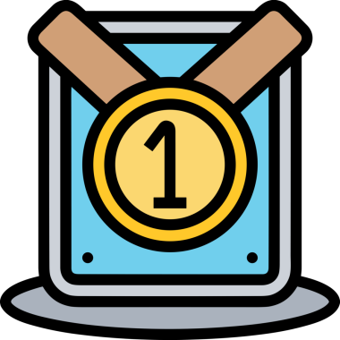 Kazanan ikon sembolü, ödül ödülünün renk tasarımı ile tasarımı ile tasvir edilmesi, modern grafik sanatları dijital tasarımı için mükemmel bir başarı ve zafer sembolü.