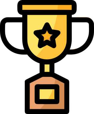 Kazanan ikon sembolü, ödül ödülünün renk tasarımı ile tasarımı ile tasvir edilmesi, modern grafik sanatları dijital tasarımı için mükemmel bir başarı ve zafer sembolü.