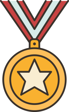 Kazanan ikon sembolü, ödül ödülünün renk tasarımı ile tasarımı ile tasvir edilmesi, modern grafik sanatları dijital tasarımı için mükemmel bir başarı ve zafer sembolü.