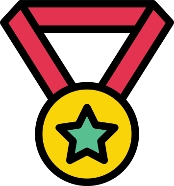 Kazanan ikon sembolü, ödül ödülünün renk tasarımı ile tasarımı ile tasvir edilmesi, modern grafik sanatları dijital tasarımı için mükemmel bir başarı ve zafer sembolü.