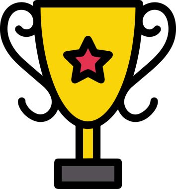 Kazanan ikon sembolü, ödül ödülünün renk tasarımı ile tasarımı ile tasvir edilmesi, modern grafik sanatları dijital tasarımı için mükemmel bir başarı ve zafer sembolü.