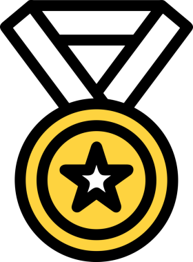 Kazanan ikon sembolü, ödül ödülünün renk tasarımı ile tasarımı ile tasvir edilmesi, modern grafik sanatları dijital tasarımı için mükemmel bir başarı ve zafer sembolü.