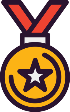 Kazanan ikon sembolü, ödül ödülünün renk tasarımı ile tasarımı ile tasvir edilmesi, modern grafik sanatları dijital tasarımı için mükemmel bir başarı ve zafer sembolü.