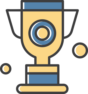 Kazanan ikon sembolü, ödül ödülünün renk tasarımı ile tasarımı ile tasvir edilmesi, modern grafik sanatları dijital tasarımı için mükemmel bir başarı ve zafer sembolü.