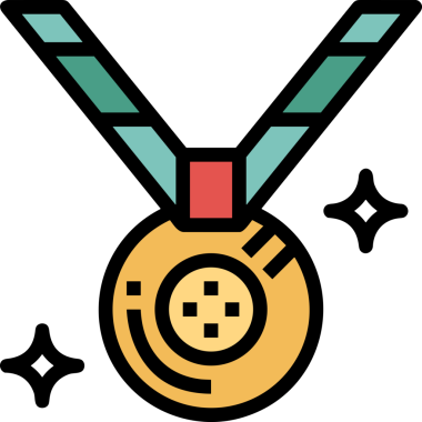 Kazanan ikon sembolü, ödül ödülünün renk tasarımı ile tasarımı ile tasvir edilmesi, modern grafik sanatları dijital tasarımı için mükemmel bir başarı ve zafer sembolü.