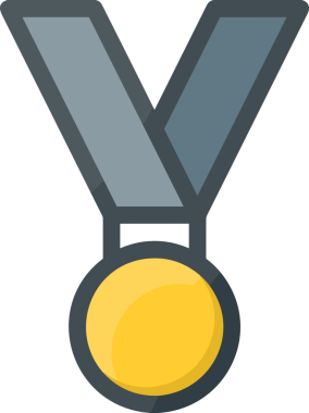 Kazanan ikon sembolü, ödül ödülünün renk tasarımı ile tasarımı ile tasvir edilmesi, modern grafik sanatları dijital tasarımı için mükemmel bir başarı ve zafer sembolü.