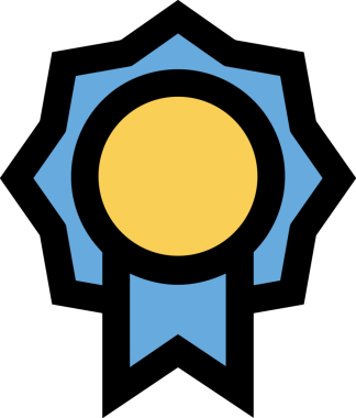 Kazanan ikon sembolü, ödül ödülünün renk tasarımı ile tasarımı ile tasvir edilmesi, modern grafik sanatları dijital tasarımı için mükemmel bir başarı ve zafer sembolü.