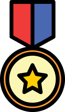 Kazanan ikon sembolü, ödül ödülünün renk tasarımı ile tasarımı ile tasvir edilmesi, modern grafik sanatları dijital tasarımı için mükemmel bir başarı ve zafer sembolü.