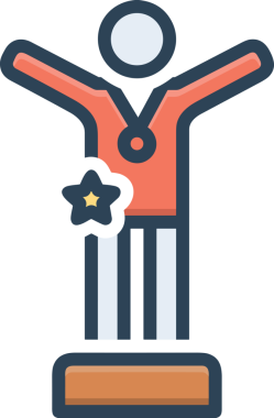 Kazanan ikon sembolü, ödül ödülünün renk tasarımı ile tasarımı ile tasvir edilmesi, modern grafik sanatları dijital tasarımı için mükemmel bir başarı ve zafer sembolü.