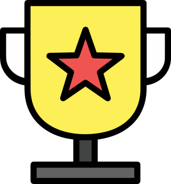 Kazanan ikon sembolü, ödül ödülünün renk tasarımı ile tasarımı ile tasvir edilmesi, modern grafik sanatları dijital tasarımı için mükemmel bir başarı ve zafer sembolü.