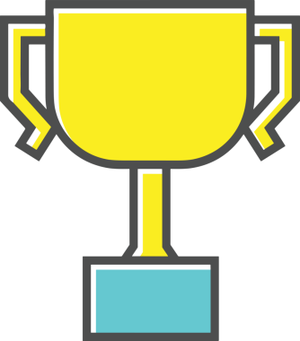 Kazanan ikon sembolü, ödül ödülünün renk tasarımı ile tasarımı ile tasvir edilmesi, modern grafik sanatları dijital tasarımı için mükemmel bir başarı ve zafer sembolü.