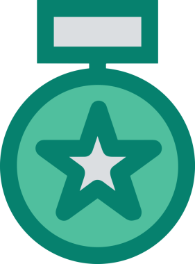 Kazanan ikon sembolü, ödül ödülünün renk tasarımı ile tasarımı ile tasvir edilmesi, modern grafik sanatları dijital tasarımı için mükemmel bir başarı ve zafer sembolü.