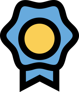 Kazanan ikon sembolü, ödül ödülünün renk tasarımı ile tasarımı ile tasvir edilmesi, modern grafik sanatları dijital tasarımı için mükemmel bir başarı ve zafer sembolü.