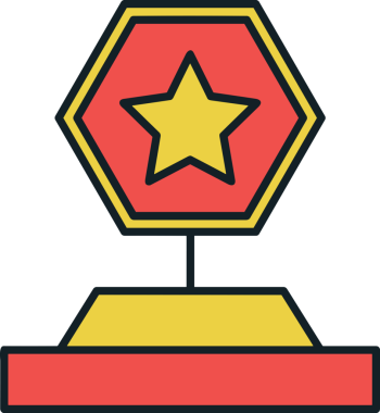 Kazanan ikon sembolü, ödül ödülünün renk tasarımı ile tasarımı ile tasvir edilmesi, modern grafik sanatları dijital tasarımı için mükemmel bir başarı ve zafer sembolü.