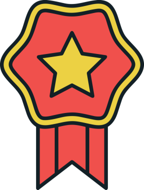 Kazanan ikon sembolü, ödül ödülünün renk tasarımı ile tasarımı ile tasvir edilmesi, modern grafik sanatları dijital tasarımı için mükemmel bir başarı ve zafer sembolü.