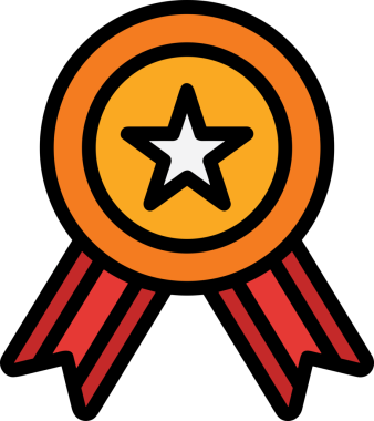 Kazanan ikon sembolü, ödül ödülünün renk tasarımı ile tasarımı ile tasvir edilmesi, modern grafik sanatları dijital tasarımı için mükemmel bir başarı ve zafer sembolü.