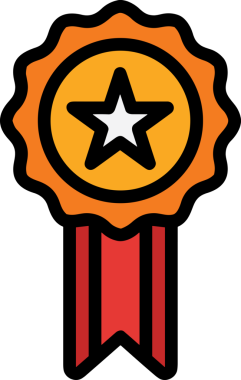 Kazanan ikon sembolü, ödül ödülünün renk tasarımı ile tasarımı ile tasvir edilmesi, modern grafik sanatları dijital tasarımı için mükemmel bir başarı ve zafer sembolü.