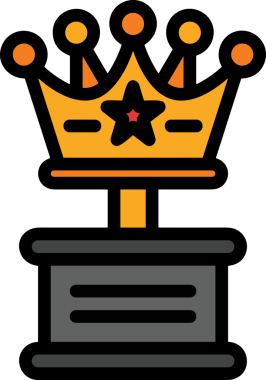 Kazanan ikon sembolü, ödül ödülünün renk tasarımı ile tasarımı ile tasvir edilmesi, modern grafik sanatları dijital tasarımı için mükemmel bir başarı ve zafer sembolü.