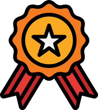 Kazanan ikon sembolü, ödül ödülünün renk tasarımı ile tasarımı ile tasvir edilmesi, modern grafik sanatları dijital tasarımı için mükemmel bir başarı ve zafer sembolü.