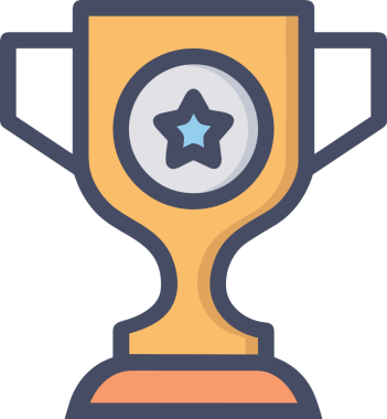 Kazanan ikon sembolü, ödül ödülünün renk tasarımı ile tasarımı ile tasvir edilmesi, modern grafik sanatları dijital tasarımı için mükemmel bir başarı ve zafer sembolü.