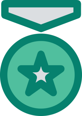 Kazanan ikon sembolü, ödül ödülünün renk tasarımı ile tasarımı ile tasvir edilmesi, modern grafik sanatları dijital tasarımı için mükemmel bir başarı ve zafer sembolü.