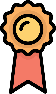 Kazanan ikon sembolü, ödül ödülünün renk tasarımı ile tasarımı ile tasvir edilmesi, modern grafik sanatları dijital tasarımı için mükemmel bir başarı ve zafer sembolü.