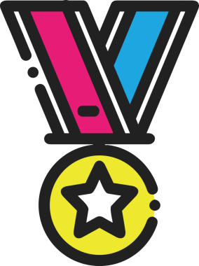 Kazanan ikon sembolü, ödül ödülünün renk tasarımı ile tasarımı ile tasvir edilmesi, modern grafik sanatları dijital tasarımı için mükemmel bir başarı ve zafer sembolü.