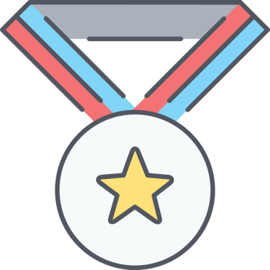 Kazanan ikon sembolü, ödül ödülünün renk tasarımı ile tasarımı ile tasvir edilmesi, modern grafik sanatları dijital tasarımı için mükemmel bir başarı ve zafer sembolü.