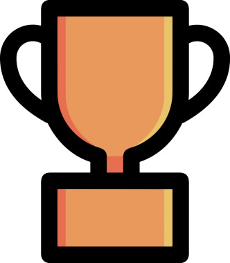 Kazanan ikon sembolü, ödül ödülünün renk tasarımı ile tasarımı ile tasvir edilmesi, modern grafik sanatları dijital tasarımı için mükemmel bir başarı ve zafer sembolü.