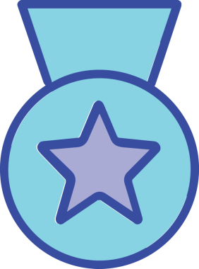 Kazanan ikon sembolü, ödül ödülünün renk tasarımı ile tasarımı ile tasvir edilmesi, modern grafik sanatları dijital tasarımı için mükemmel bir başarı ve zafer sembolü.