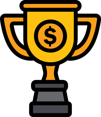 Kazanan ikon sembolü, ödül ödülünün renk tasarımı ile tasarımı ile tasvir edilmesi, modern grafik sanatları dijital tasarımı için mükemmel bir başarı ve zafer sembolü.