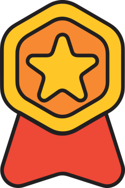 Kazanan ikon sembolü, ödül ödülünün renk tasarımı ile tasarımı ile tasvir edilmesi, modern grafik sanatları dijital tasarımı için mükemmel bir başarı ve zafer sembolü.