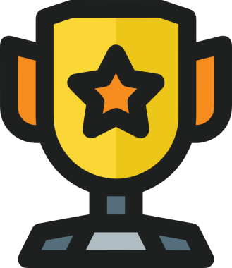 Kazanan ikon sembolü, ödül ödülünün renk tasarımı ile tasarımı ile tasvir edilmesi, modern grafik sanatları dijital tasarımı için mükemmel bir başarı ve zafer sembolü.