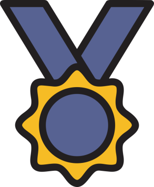 Kazanan ikon sembolü, ödül ödülünün renk tasarımı ile tasarımı ile tasvir edilmesi, modern grafik sanatları dijital tasarımı için mükemmel bir başarı ve zafer sembolü.